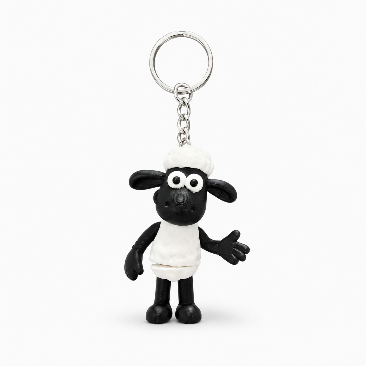 Sheep 3D printed keychain on white background by DMV Print Lab