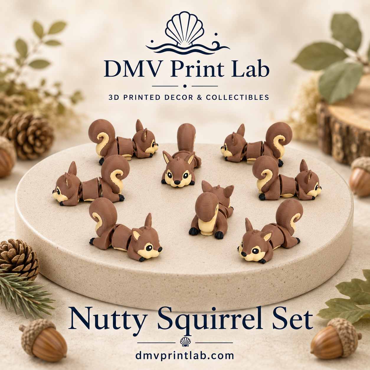 DMV Print Lab Nutty Squirrel mini toys 12 pieces goodie bag toys 3D printed collectibles