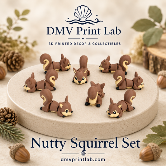 DMV Print Lab Nutty Squirrel mini toys 12 pieces goodie bag toys 3D printed collectibles