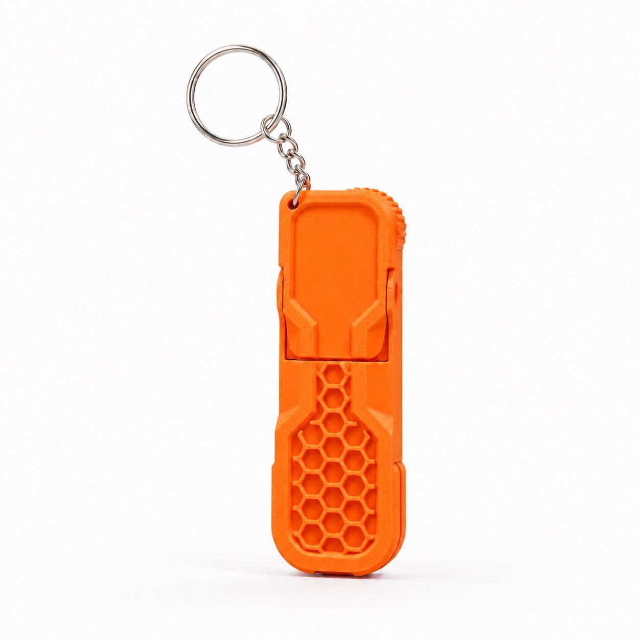 Orange fidget phone stand keychain with keyring by DMV Print Lab