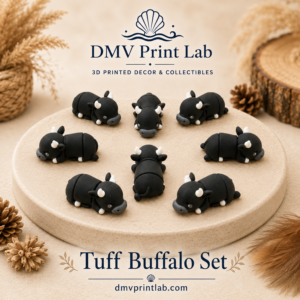 DMV Print Lab Tuff Buffalo mini toys 12 pieces goodie bag toys 3D printed collectibles