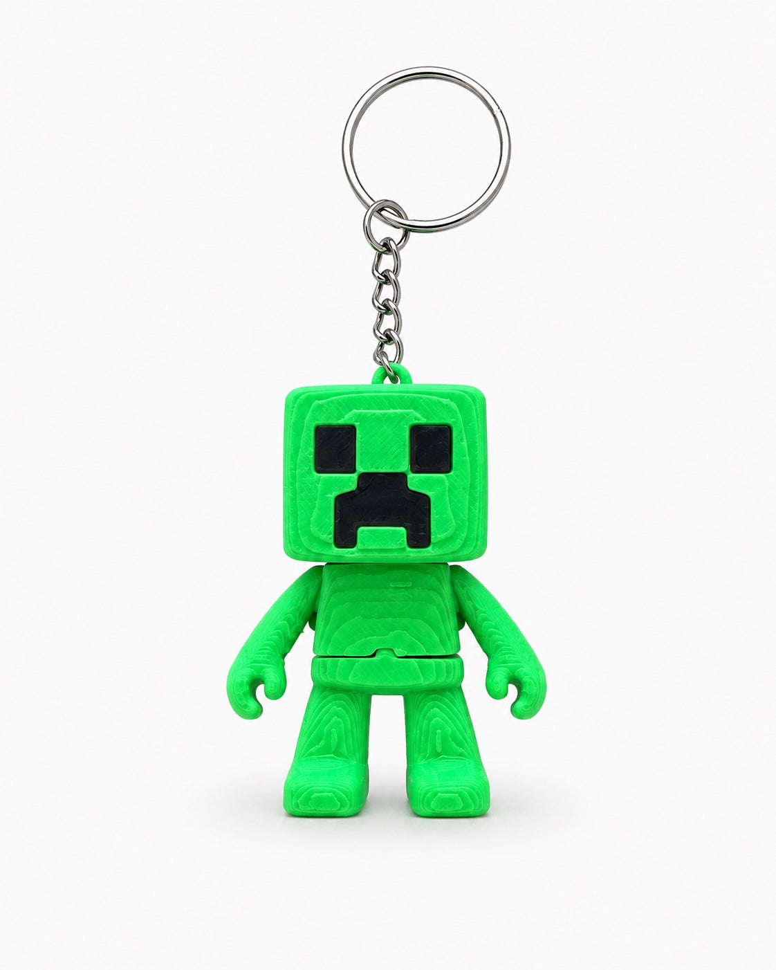 Green robot 3D printed keychain by DMV Print Lab